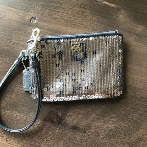 Sequin Coach Wristlet
